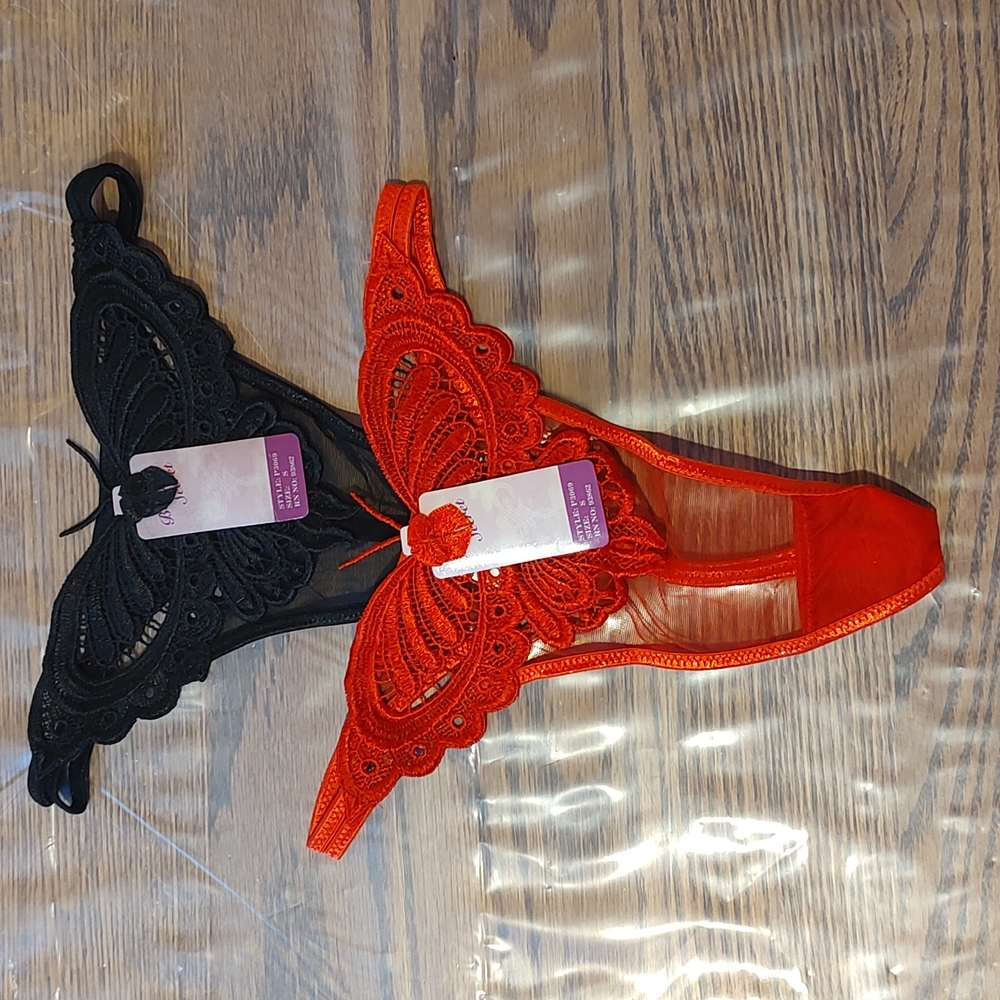 Set of 2 Butterfly G-string Panties - Small